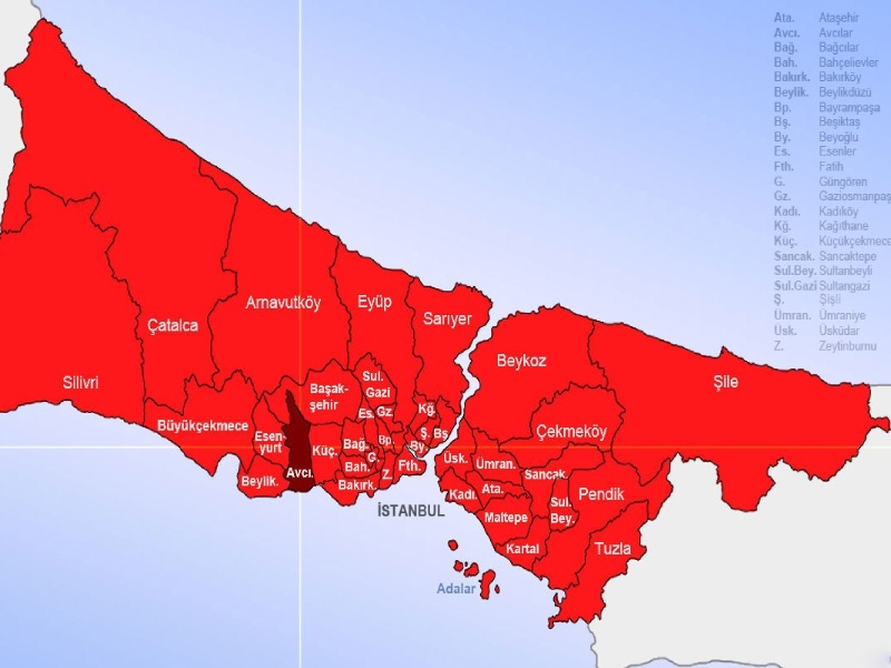 نقشه آوجیلار استانبول