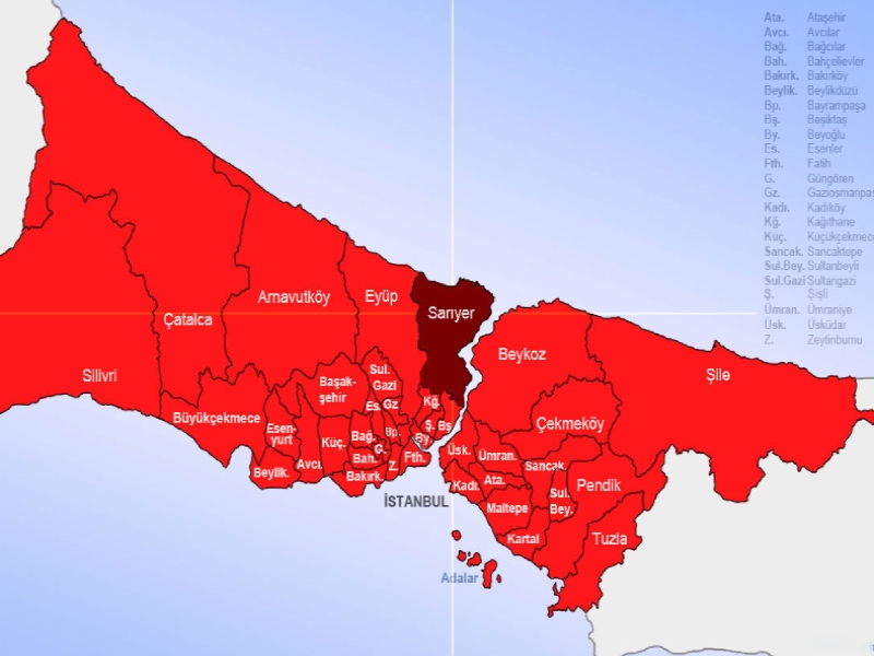 موقعیت مکانی منطقه ساریر استانبول