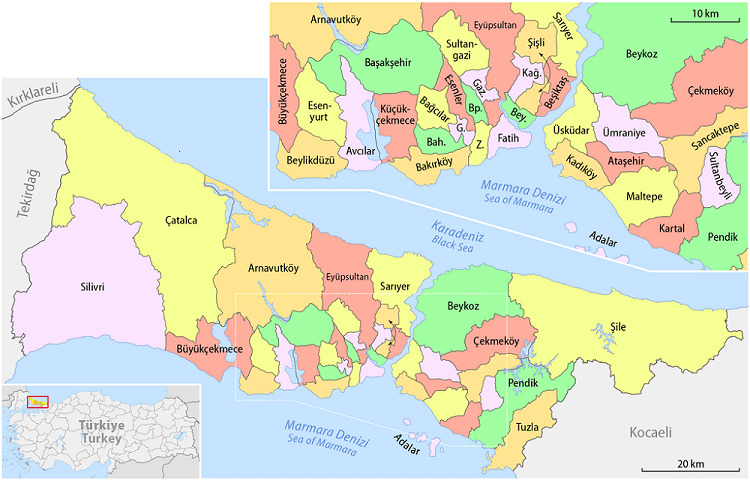 نقشه منطقه کارتال در استانبول