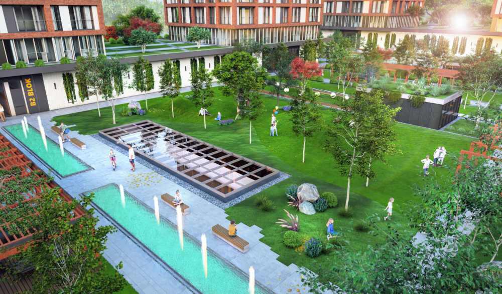 محوطه داخلی و فضای سبز پروژه Elite Erenköy