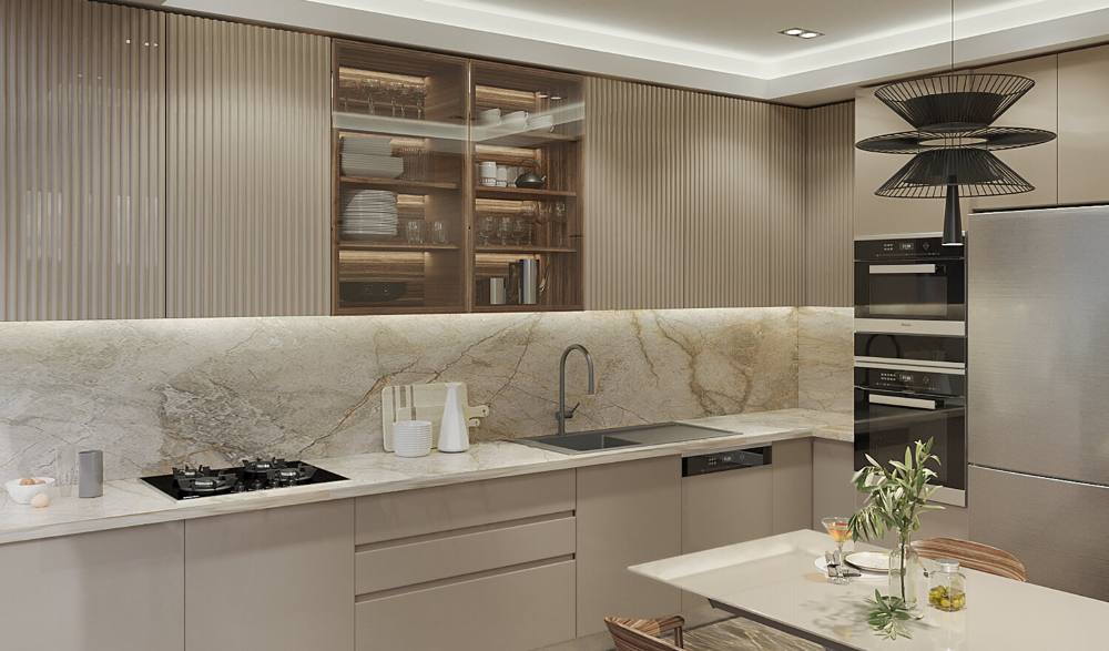 آشپزخانه مدرن در واحدهای پروژه Elite Erenköy