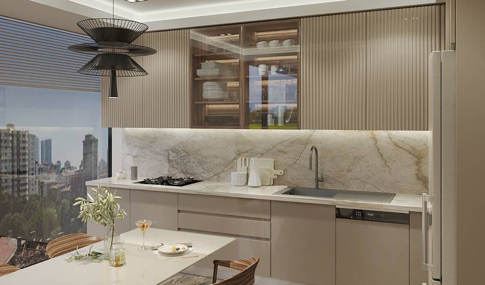 آشپزخانه مدرن در واحدهای پروژه Elite Erenköy در منطقه کادیکوی