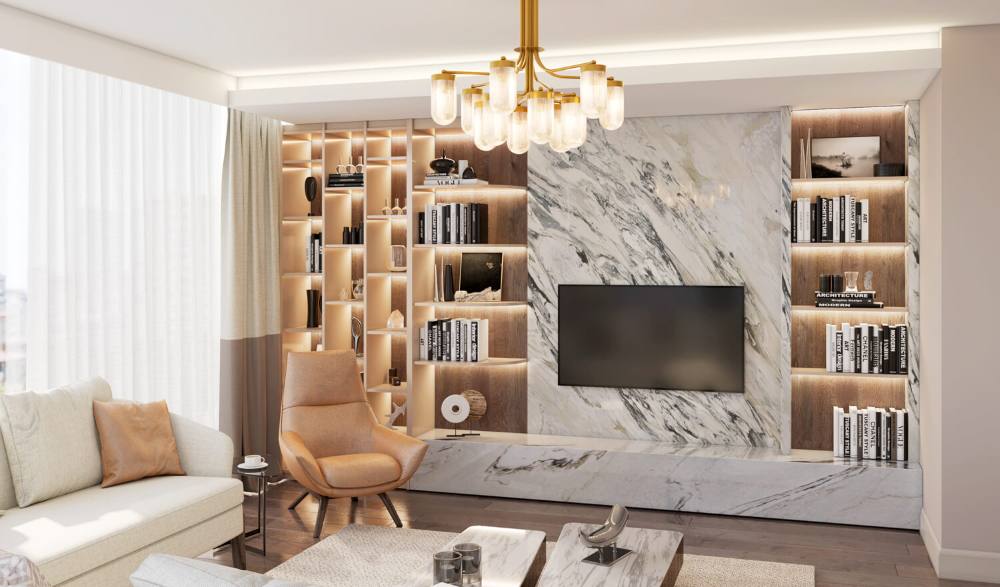 سالن پذیرایی در پروژه Elite Erenköy استانبول