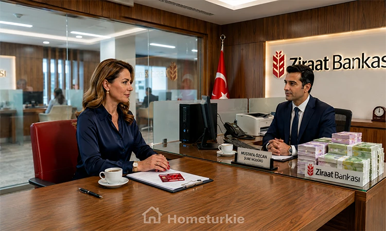 Turkish passport through bank deposit investment process at Ziraat Bank with applicant present